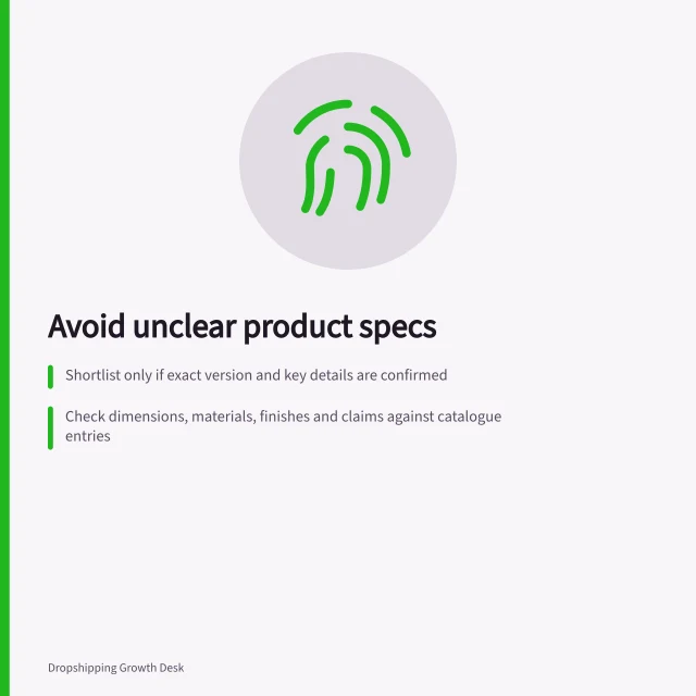 Avoid unclear product specs: Shortlist only if exact version and key details are confirmed; Check dimensions, materials, finishes and claims against catalogue entries; Require written evidence for safety standards and mandatory compliance. Avoiding products with unclear specifications: range test